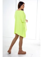 Oversize halenka s model 21753002 potiskem rtů žlutá neonová - K-Fashion Oversize halenka s model 21753002 potiskem rtů žlutá neonová - K-Fashion