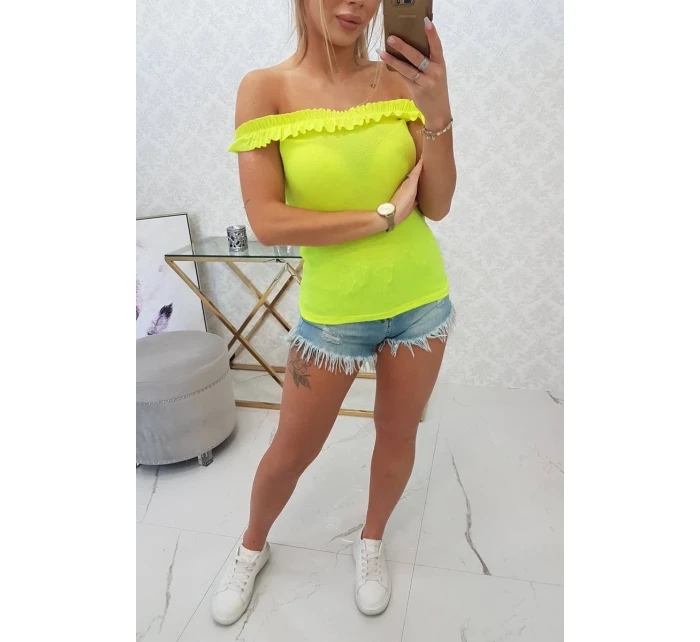 Španělská halenka s volánky žlutá neonová
