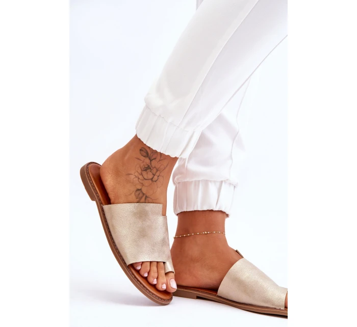 Dámské kožené žabky Světle zlatá model 21613209 - EVENTO Dámské kožené žabky Světle zlatá model 21613209 - EVENTO