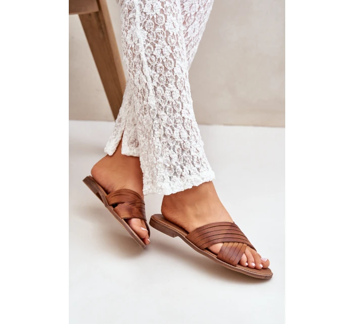 Kožené Dámské Pantofle Lewski Shoes model 21682352 Camel - Boto Kožené Dámské Pantofle Lewski Shoes model 21682352 Camel - Boto