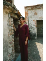 Kombinéza s rukávy bordó model 21319117 - STYLOVE Kombinéza s rukávy bordó model 21319117 - STYLOVE