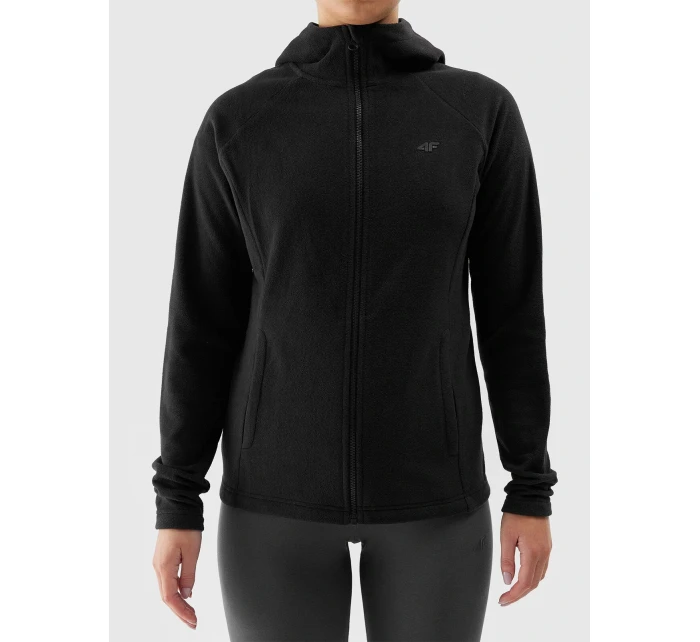 Dámský fleece regular s kapucí 4F - černý Dámský fleece regular s kapucí 4F - černý
