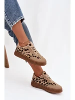 Dámské tenisky na platformě s leopardím vzorem – béžové Denissa Dámské tenisky na platformě s leopardím vzorem – béžové Denissa