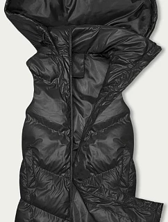 Dlouhá černá péřová vesta s kapucí model 18823024 - J.STYLE