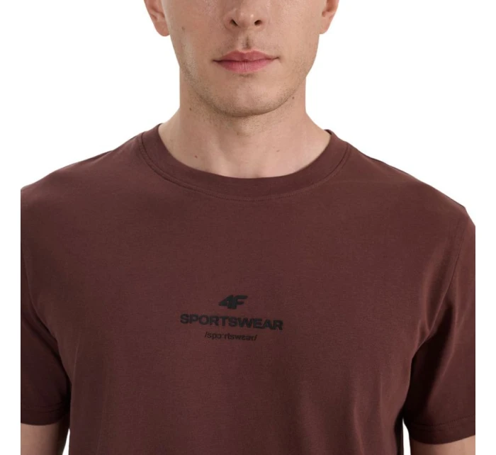 Pánské tričko 4F M2961 tmavě hnědé 4FWAW25TTSHM2961 80S pánské