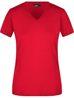 Daiber JN 972 Dámské vypasované tričko s výstřihem do V 02.0972 red