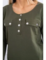 Sada s khaki výstřihem na knoflíky