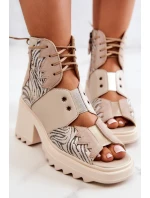 Kožené kozačky Maciejka 05321-04 Béžová