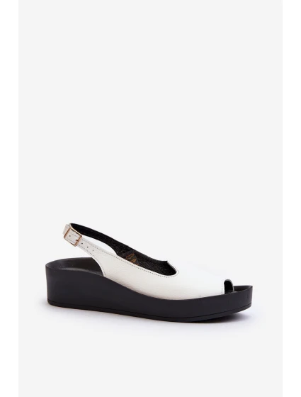 Dámské kožené sandály na tlusté podrážce model 21646121 bílé - Zazoo