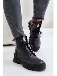 model 21670916 Dámské Botky Z Přírodní Kůže Černé - Zazoo