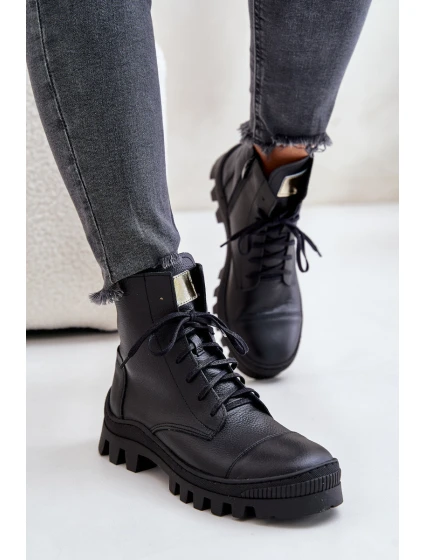 model 21670916 Dámské Botky Z Přírodní Kůže Černé - Zazoo