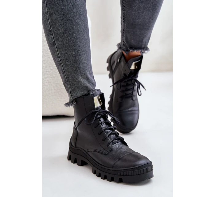 model 21670916 Dámské Botky Z Přírodní Kůže Černé - Zazoo