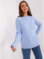 Světle modrý klasický svetr s bavlnou