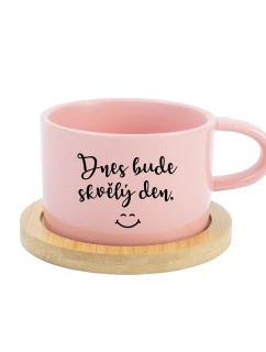 DNES BUDE SKVĚLÝ DEN - růžový hrníček makronka 200 ml
