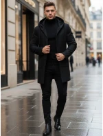 Pánský jednořadový zimní kabát černý FashionStreet CX0444