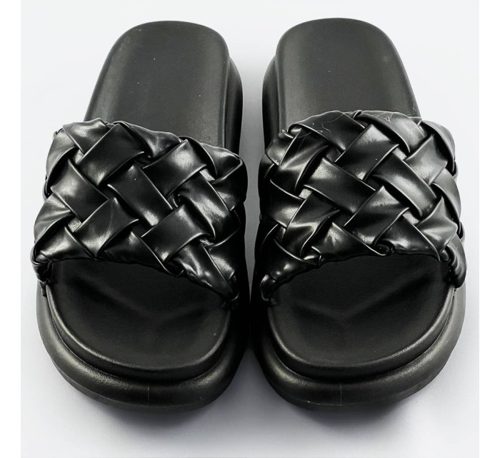 Černé dámské pantofle se zapleteným páskem (XA-137)