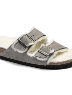 Birkenstock women's/men's insulated flip-flops Arizona Shearling Stone Coin semiš s ovčí vlnou regular wide (1017402) dámské