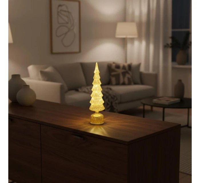 VÁNOČNÍ STROMEK DEKORATIVNÍ ZLATÝ VEDL 7 KORUN TEPLÁ BÍLÁ 40CM