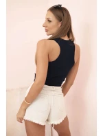 Dámská tílko z bavlny s kulatým výstřihem modrá