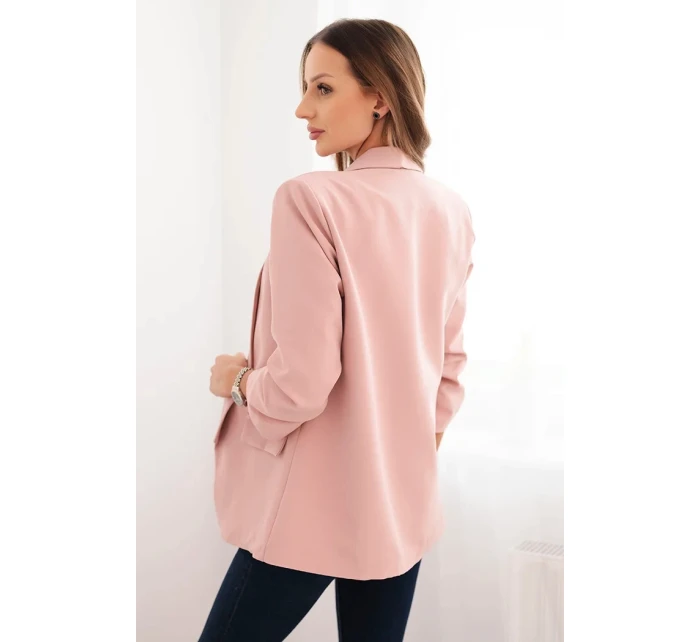 Dámská sako bez zapínání s podšívkou S/M pudrově růžová Dámská sako bez zapínání s podšívkou S/M pudrově růžová