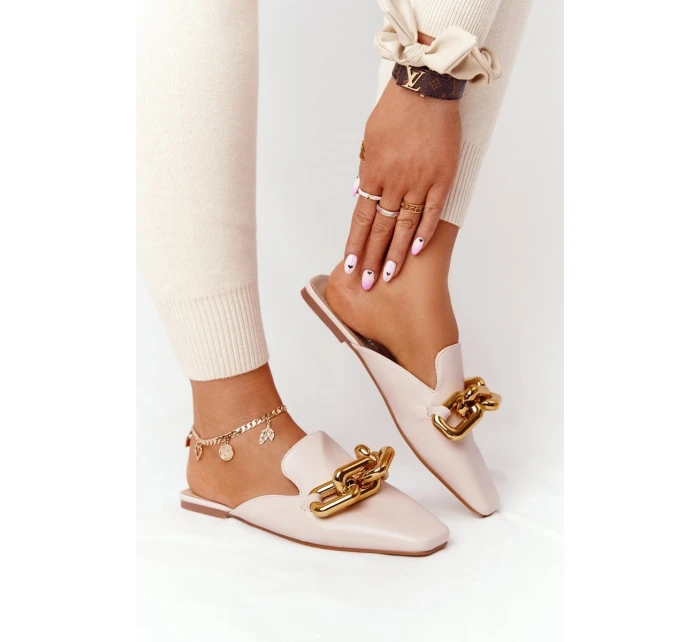 Dámské Nazouváky S řetízkem Béžové model 21549937 On Me - Boto Dámské Nazouváky S řetízkem Béžové model 21549937 On Me - Boto