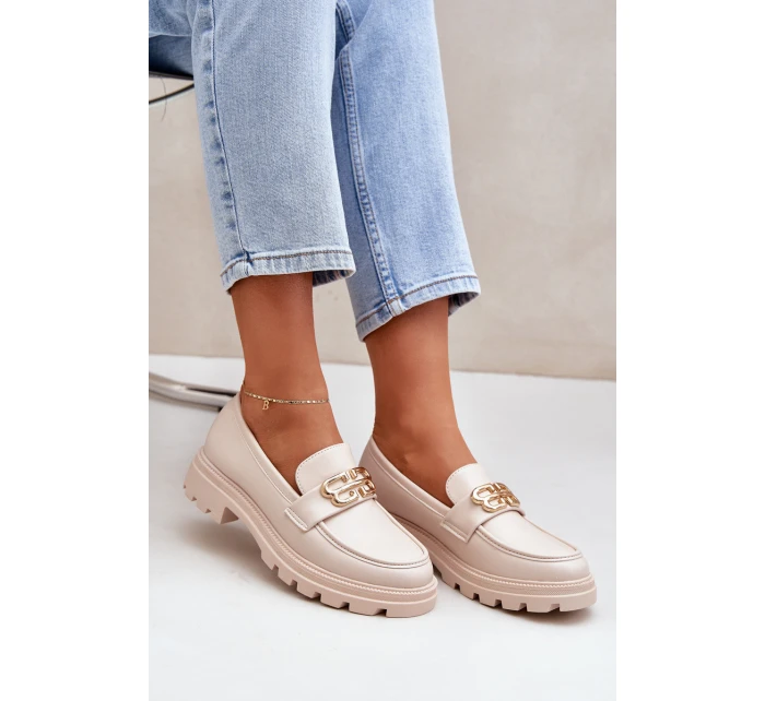 Dámské Mokasíny Se Zlatým Detalem Béžové model 21683267 - Boto