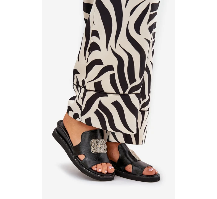 Dámské Sandály Na Klínu Eko Kůže S Ozdobou Černé model 21686797 - Boto Dámské Sandály Na Klínu Eko Kůže S Ozdobou Černé model 21686797 - Boto