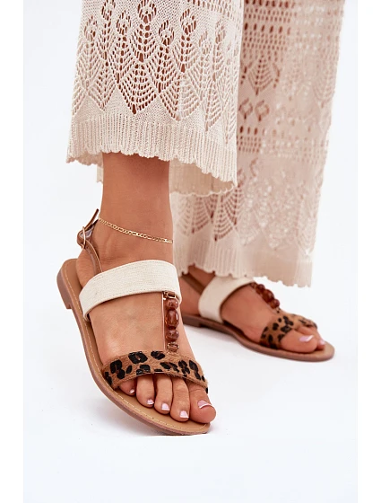 Ploché Dámské Sandály S Leopardí Hnědé model 21702265 - Boto