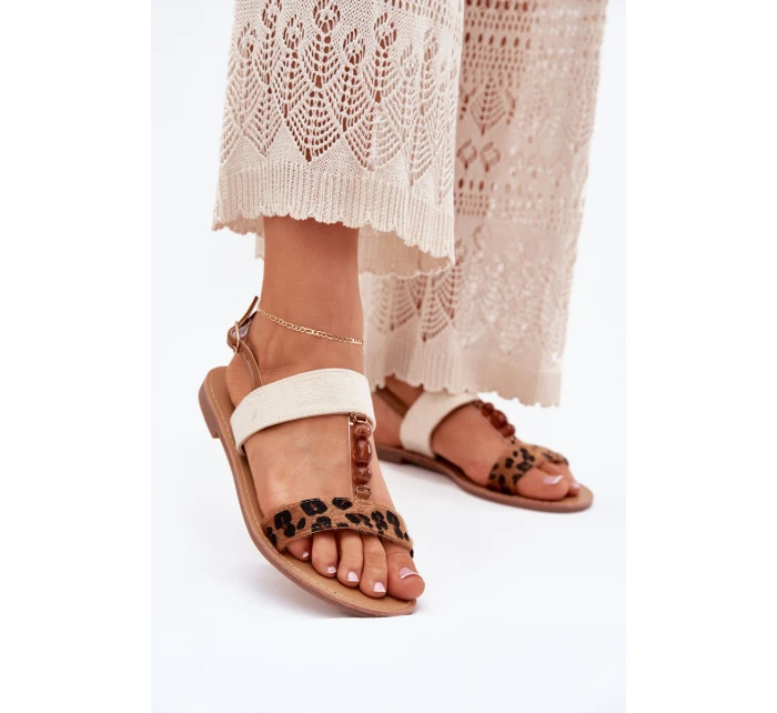 Ploché Dámské Sandály S Leopardí Hnědé model 21702265 - Boto