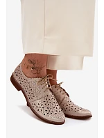 Kožené dámské polobotky s otvory na nízkém podpatku Zazoo 4156 Zlaté