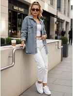 Dámská světle modrá džínová košilová bunda FashionStreet TY5690 Dámská světle modrá džínová košilová bunda FashionStreet TY5690