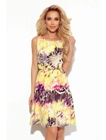 296-8 VICTORIA Trapézové šaty - žlutý leopardí potisk