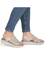 Sandały damskie na beżowe model 22087140 - Rieker Sandały damskie na beżowe model 22087140 - Rieker