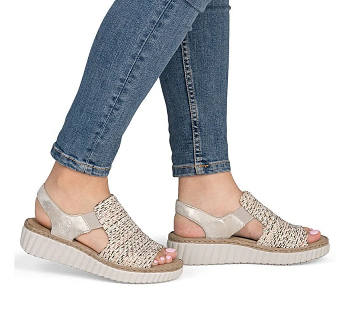 Sandały damskie na beżowe model 22087140 - Rieker Sandały damskie na beżowe model 22087140 - Rieker