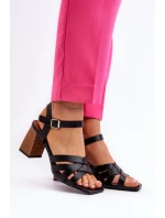 Dámské sandály na podpatku černé model 21650694 - Boto