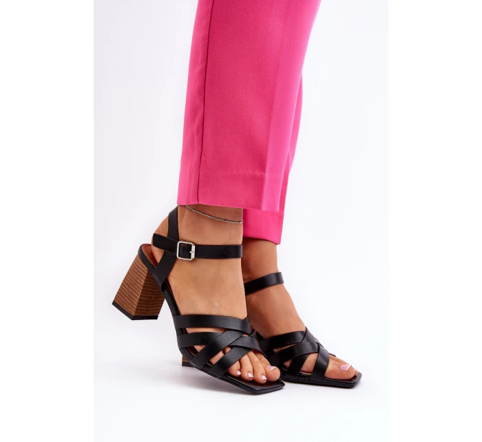 Dámské sandály na podpatku černé model 21650694 - Boto