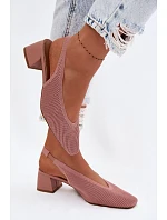 Materiálové dámské sandály na podpatku Růžové model 22102900 - Boto Materiálové dámské sandály na podpatku Růžové model 22102900 - Boto