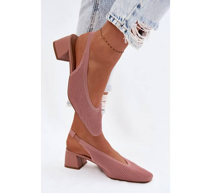 Materiálové dámské sandály na podpatku Růžové model 22102900 - Boto Materiálové dámské sandály na podpatku Růžové model 22102900 - Boto