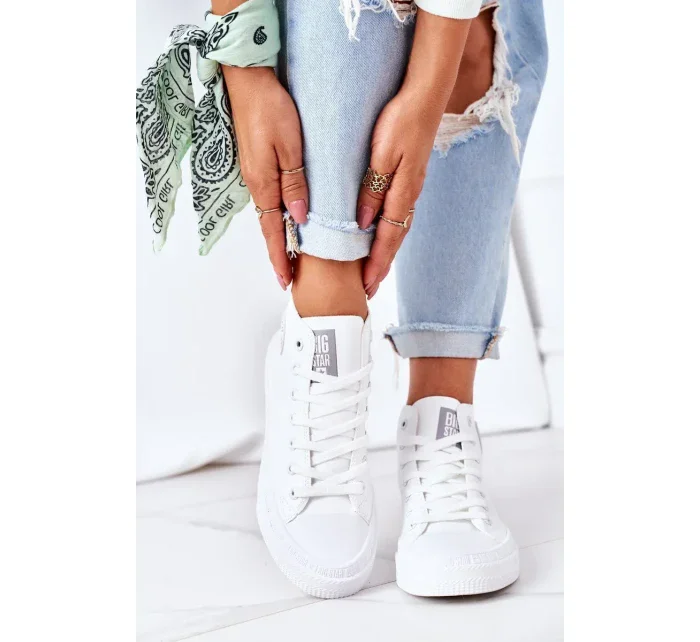 Women's Leather High Sneakers Big Star model 19948627 White - Big Star Shoes