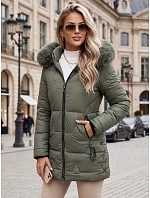 Dámská zimní prošívaná bunda s kapucí, zelená, FashionStreet TY5739 Dámská zimní prošívaná bunda s kapucí, zelená, FashionStreet TY5739
