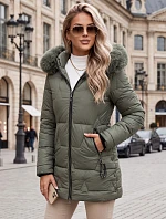 Dámská zimní prošívaná bunda s kapucí, zelená, FashionStreet TY5739