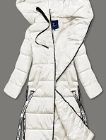 Dámská dlouhá péřová bunda ecru (AG3-3038)