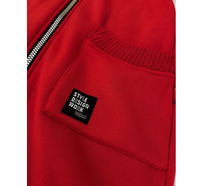 Červená dámská mikina se svetrovými vsadkami LHD (AMG-172A) Červená dámská mikina se svetrovými vsadkami LHD (AMG-172A)