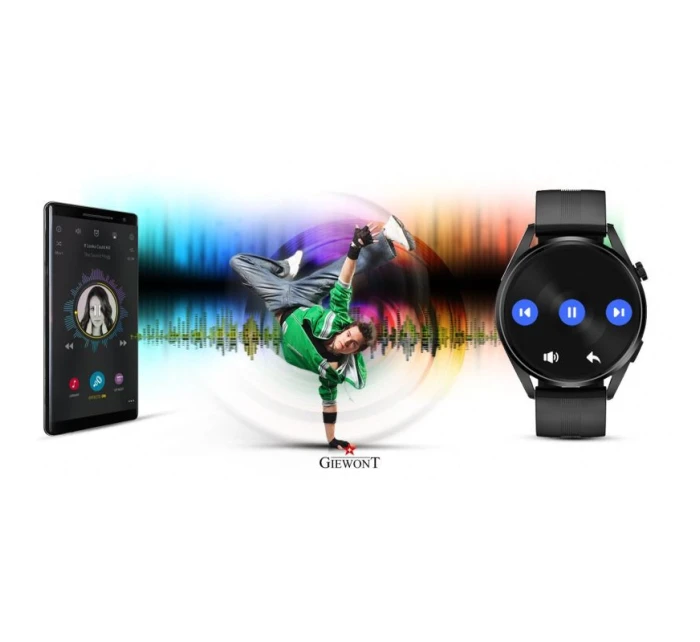 GIEWONT Vertex SmartCall GW450-1 Carbon/Carbon Silicone Smartwatch GIEWONT Vertex SmartCall GW450-1 Carbon/Carbon Silicone Smartwatch