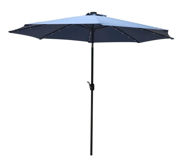 ZAHRADNÍ SLUNEČNÍK S LED OSVĚTLENÍM 300 CM TMAVĚ MODRÝ