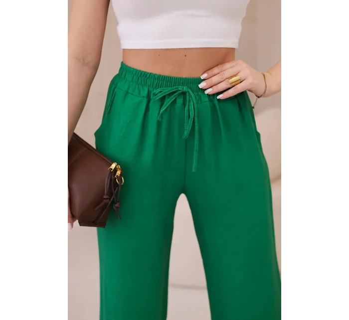 Viskózové kalhoty se širokými nohavicemi zelený Viskózové kalhoty se širokými nohavicemi zelený