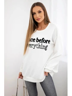 Mikina s vyšívaným nápisem ecru