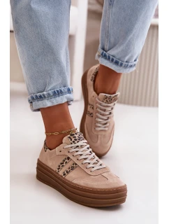model 21669356 Dámské Semišové Sneakersy Na Platformě Leopardí Růžové - Zazoo