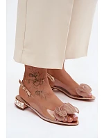 Dámské sandály průhledné s krystaly D&A MR61-9002 Růžové zlato