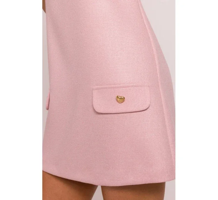 M855 Mini šaty s áčkovou linií - broskvové